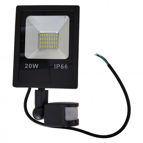 20 W   LED SMD prožektorius, Šilta balta šviesa, IP66, Su jutikliu